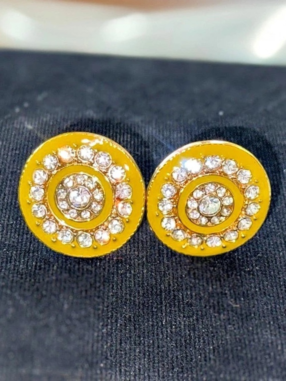 Gold-Tone Rhinestone Clip-On Earrings